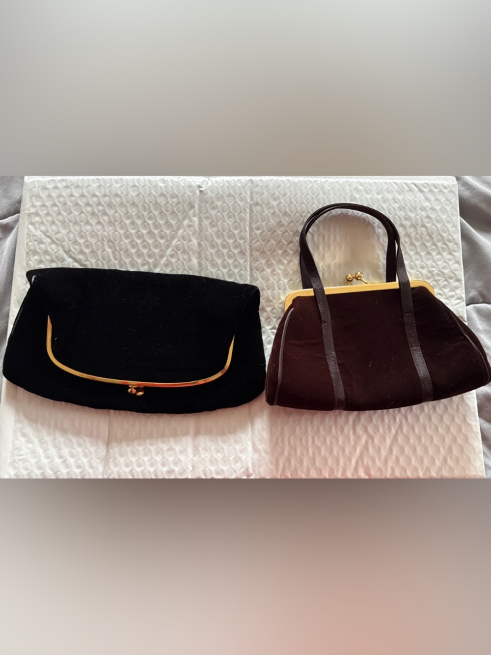 2 Evening Clutch Bags with Gold Trim
